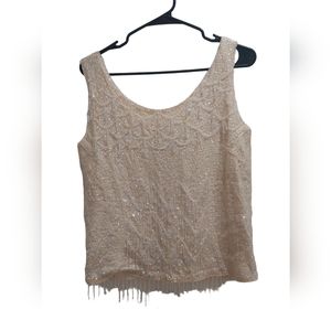 Vintage 1960s Mai Jacob Hong Kong Sequined Beaded Wool Tank Medium READ DESCRIPT
